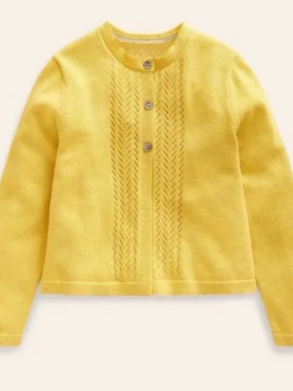 Mini Boden Girls Mustard Pointelle Cardigan Size 8-9Y